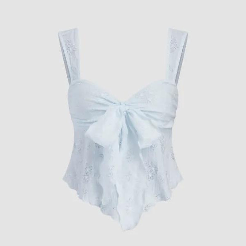Cider Women'S Lace Sweetheart Bowknot Tank Top, Comfort Floral Cut-Out Cami for Summer School to Party & Vacation Outfits, Cute Sleeveless Blouses