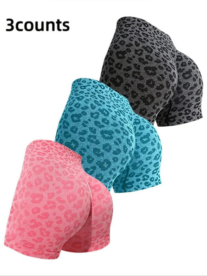 Women'S Leopard Print High Waist Summer Sports Gym Shorts, Casual Comfy Breathable Summer Skinny Shorts for Yoga Gym Workout Running, Back to School Clothes, Gym Clothing, Ladies Sportswear for All Seasons