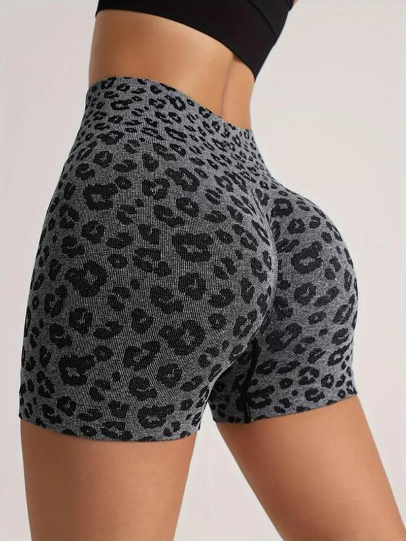 Women'S Leopard Print High Waist Summer Sports Gym Shorts, Casual Comfy Breathable Summer Skinny Shorts for Yoga Gym Workout Running, Back to School Clothes, Gym Clothing, Ladies Sportswear for All Seasons