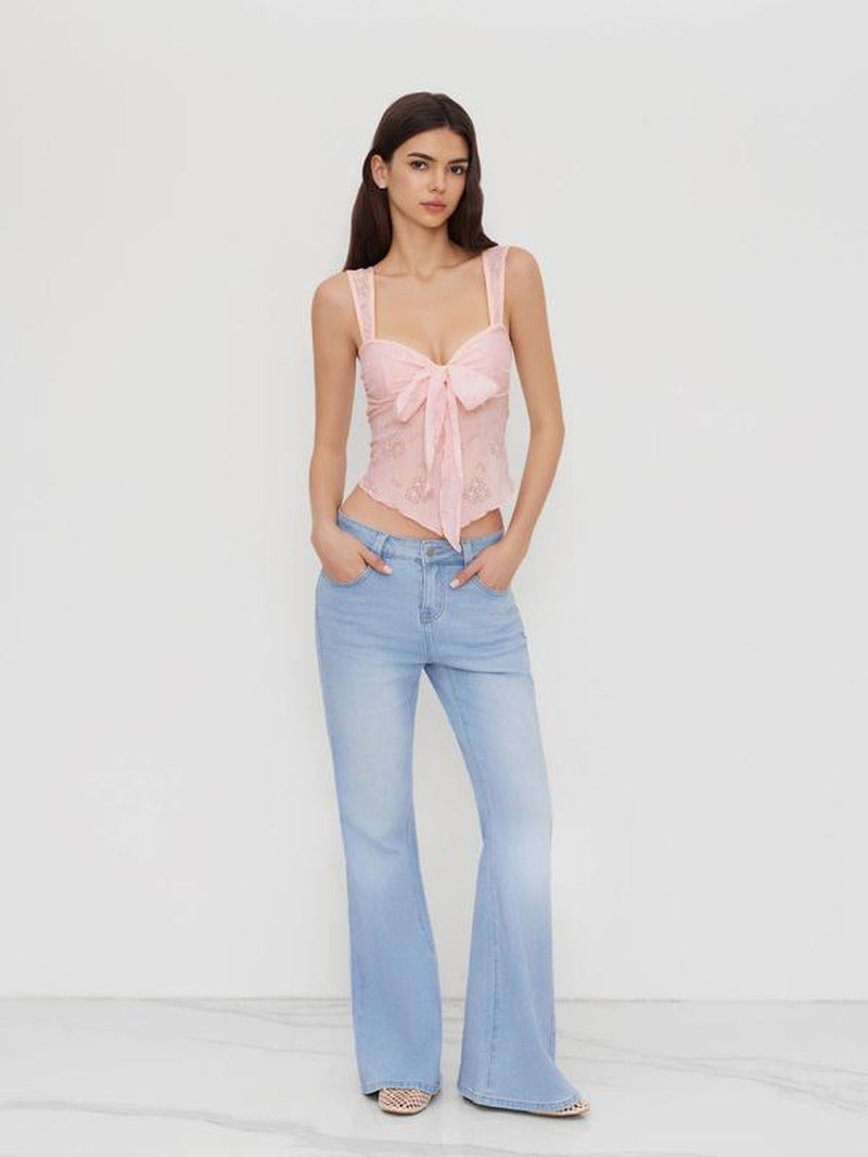 Cider Women'S Lace Sweetheart Bowknot Tank Top, Comfort Floral Cut-Out Cami for Summer School to Party & Vacation Outfits, Cute Sleeveless Blouses