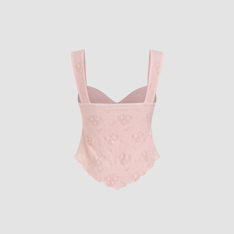 Cider Women'S Lace Sweetheart Bowknot Tank Top, Comfort Floral Cut-Out Cami for Summer School to Party & Vacation Outfits, Cute Sleeveless Blouses