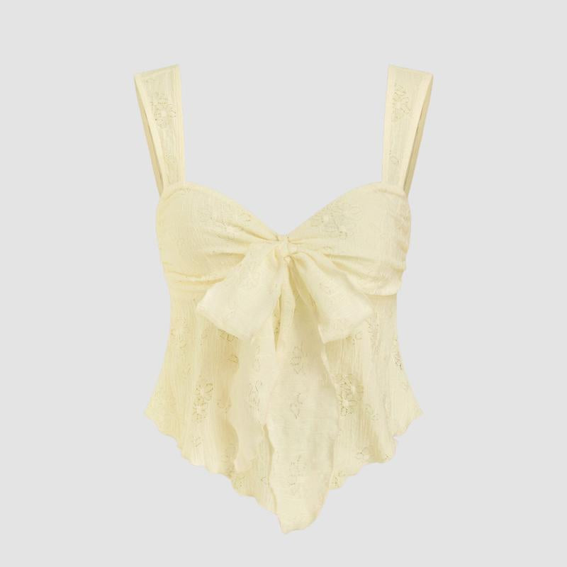 Cider Women'S Lace Sweetheart Bowknot Tank Top, Comfort Floral Cut-Out Cami for Summer School to Party & Vacation Outfits, Cute Sleeveless Blouses