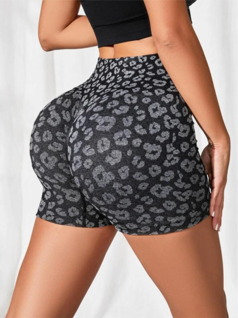 Women'S Leopard Print High Waist Summer Sports Gym Shorts, Casual Comfy Breathable Summer Skinny Shorts for Yoga Gym Workout Running, Back to School Clothes, Gym Clothing, Ladies Sportswear for All Seasons