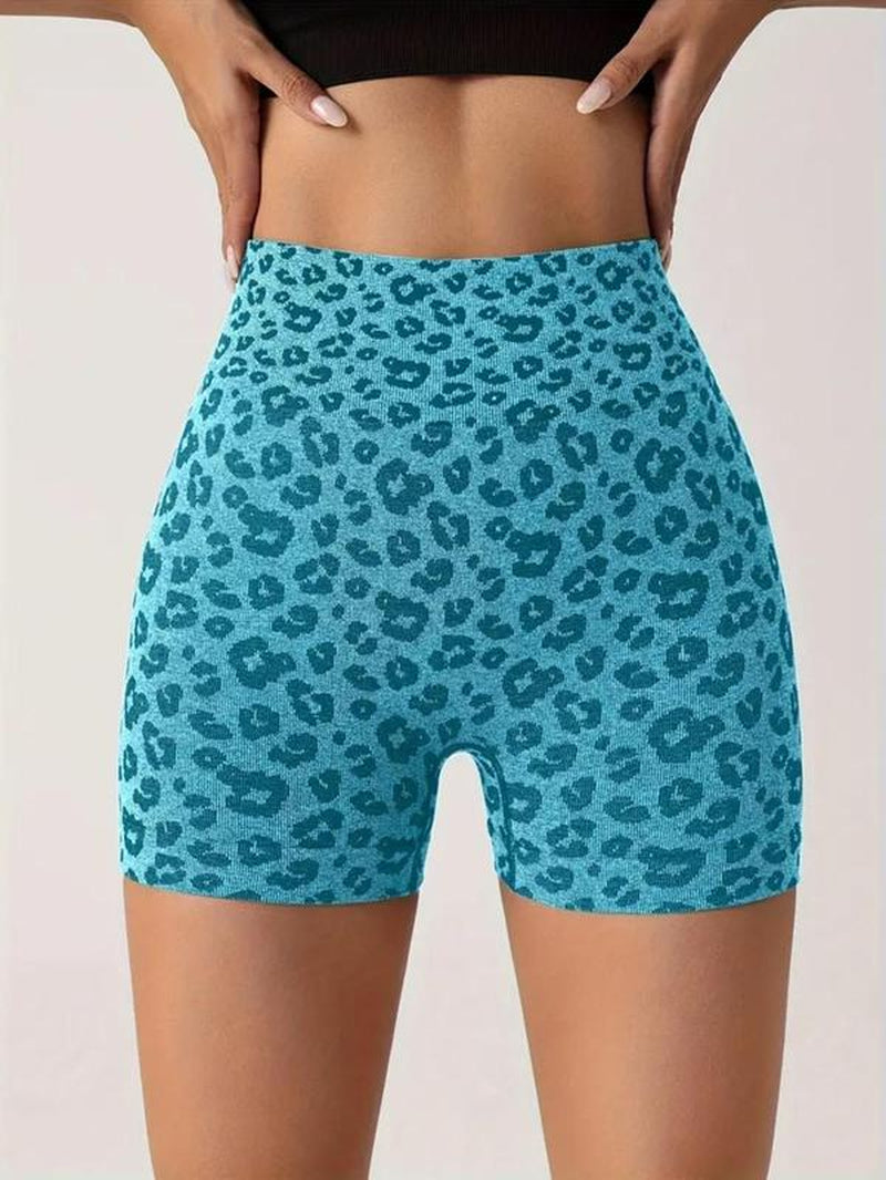 Women'S Leopard Print High Waist Summer Sports Gym Shorts, Casual Comfy Breathable Summer Skinny Shorts for Yoga Gym Workout Running, Back to School Clothes, Gym Clothing, Ladies Sportswear for All Seasons
