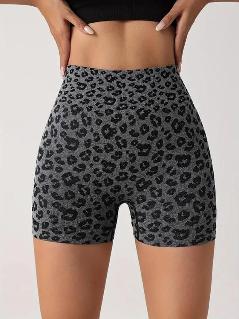 Women'S Leopard Print High Waist Summer Sports Gym Shorts, Casual Comfy Breathable Summer Skinny Shorts for Yoga Gym Workout Running, Back to School Clothes, Gym Clothing, Ladies Sportswear for All Seasons