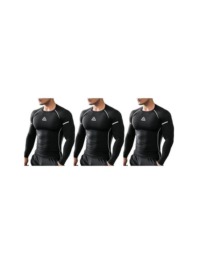 Men'S Geometric round Neck Raglan Sleeve Sports Tee, Regular Fit Long Sleeve Crew Neck T-Shirt for Gym Workout Running, Sport & Outdoor Clothing
