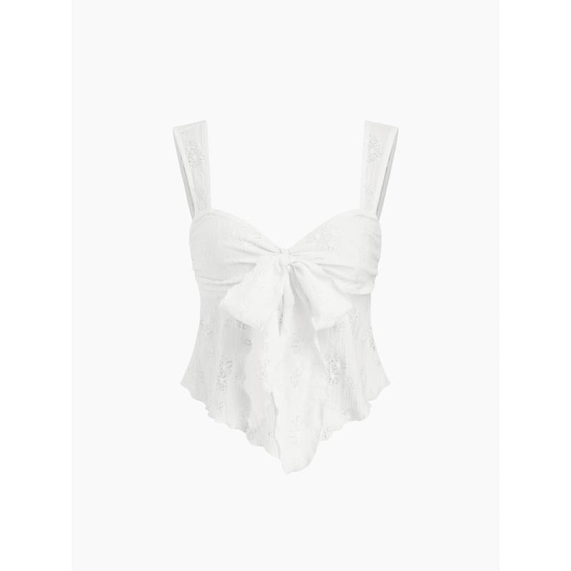 Cider Women'S Lace Sweetheart Bowknot Tank Top, Comfort Floral Cut-Out Cami for Summer School to Party & Vacation Outfits, Cute Sleeveless Blouses