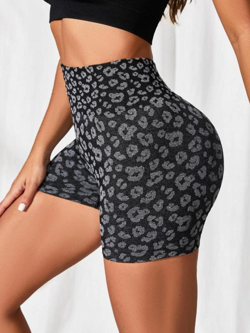 Women'S Leopard Print High Waist Summer Sports Gym Shorts, Casual Comfy Breathable Summer Skinny Shorts for Yoga Gym Workout Running, Back to School Clothes, Gym Clothing, Ladies Sportswear for All Seasons