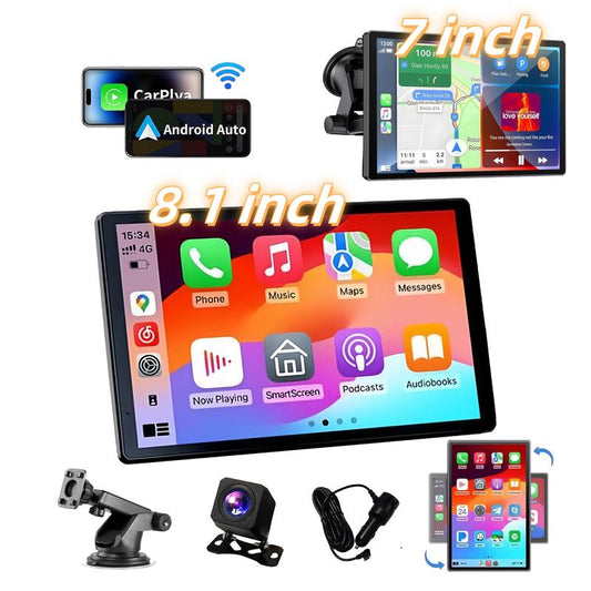 8.1"/ 7" Inch Portable Wireless Apple Carplay Screen and Android Auto, Car Video Players,Carplay Screen
