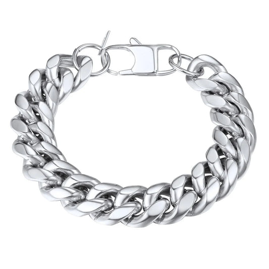 Bracelet for Men Chunky Cuban Bracelet 14MM 7.5 Inch Chain Bracelet Stainless Steel Gift for Him