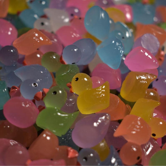 Colorful and Clear Standing Ducks - Glow in the Dark Ornaments for Home and Office Decor Gift Hand Retro Decoration Epoxy Light