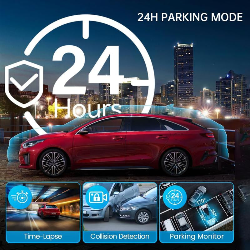 4-Lens Car Camera with 64GB Memory Card, Car DVR 3.0 Inch Night View Car Recorder, Wifi Car Dashcam, 1 Set 360° Swivel Camera, Car Accessories