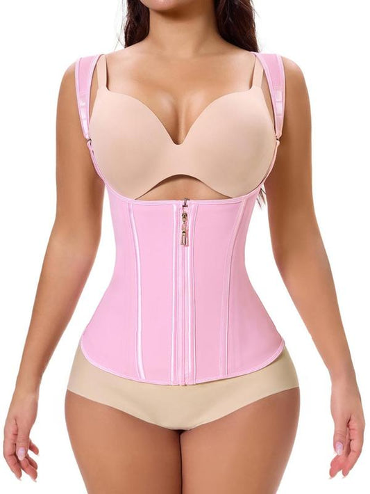 Women'S Solid Color Corset Zippered Shapewear Top, Comfortable Breathable Zipper Design Adjustable Buckles Shaper, Tummy Control Waistband Shapewear for Daily Wear, Tummy Tuck Shapewear, Shaper with Zipper, Womenswear