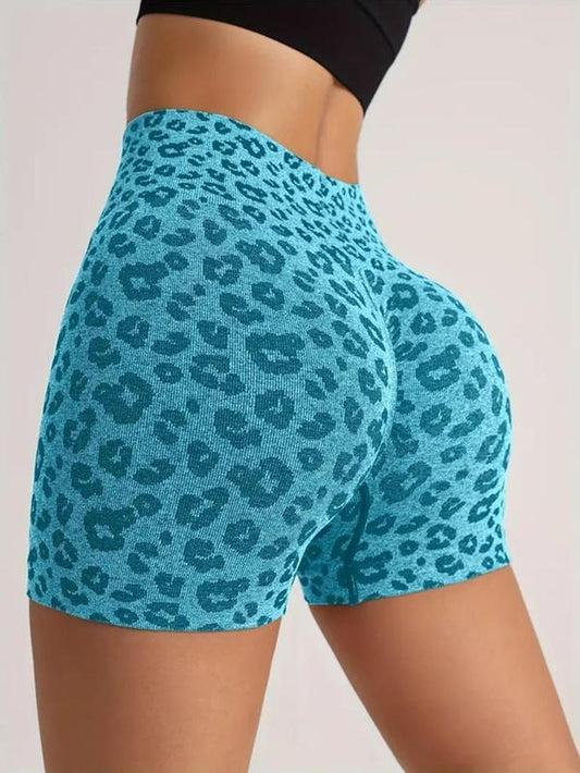 Women'S Leopard Print High Waist Summer Sports Gym Shorts, Casual Comfy Breathable Summer Skinny Shorts for Yoga Gym Workout Running, Back to School Clothes, Gym Clothing, Ladies Sportswear for All Seasons