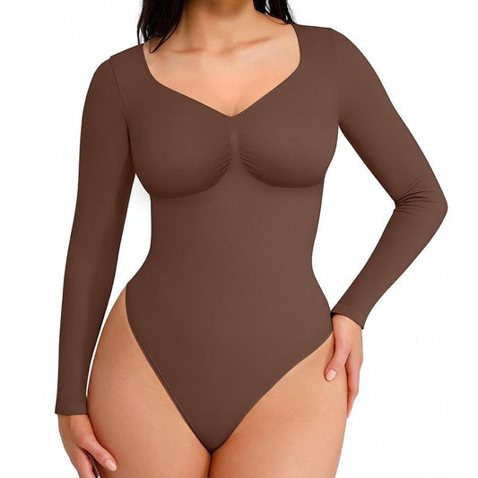 Feelingirl Women'S Seamless Sculpt Long Sleeve Thong Comfortable Bodysuit for Tops and Underwear Lady Comfort Basic Dealsforyoudays