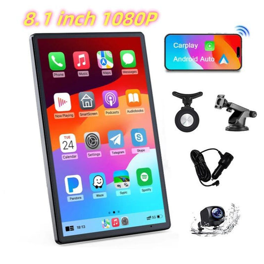 8.1"/ 7" Inch Portable Wireless Apple Carplay Screen and Android Auto, Car Video Players,Carplay Screen